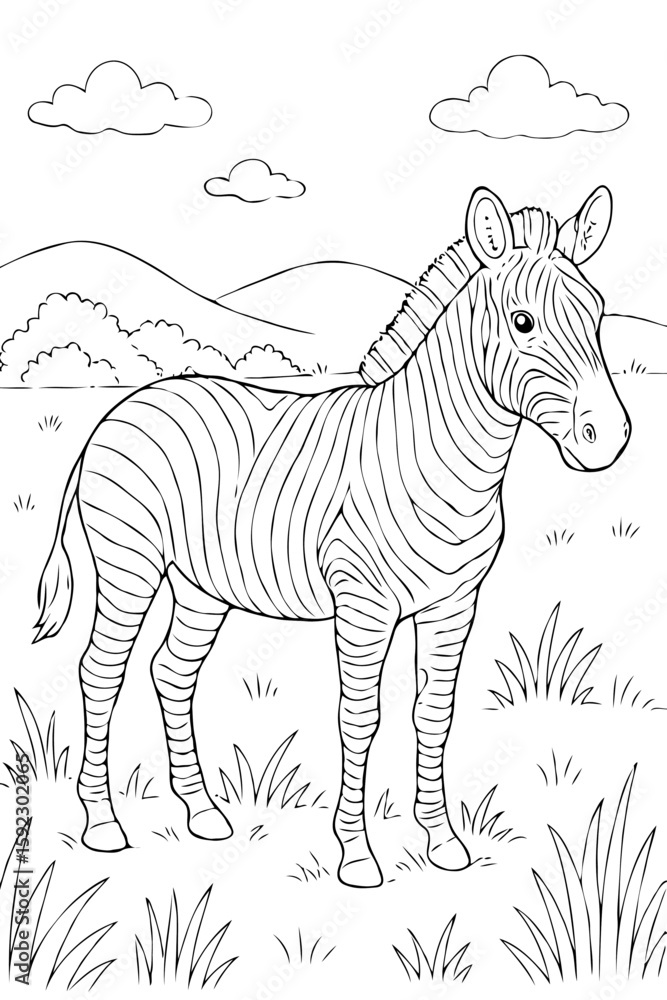 Obraz premium Cute Cartoon Lemur Waving - Primate Coloring Page