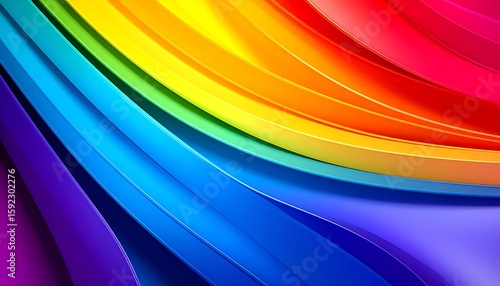 Abstract vibrant rainbow wavy ribbons