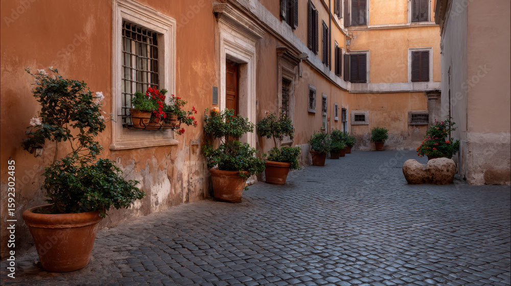 Obraz premium empty historical streets of european capitals exude timeless charm and tranquil atmosphere