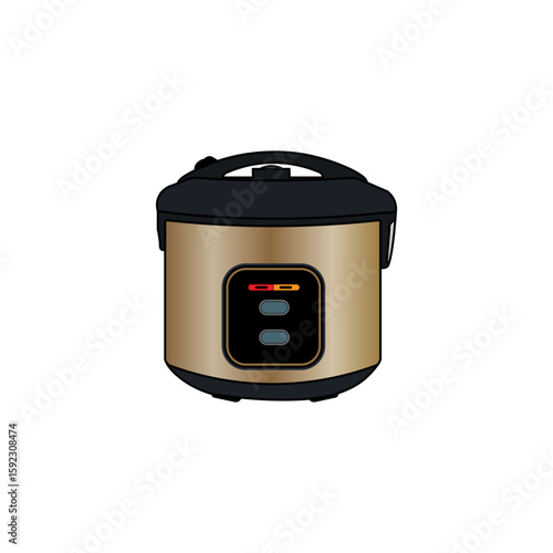 Electric cooker for automatic cooking. Kitchen appliances make cooking easier and faster. Multifunction pan. Vector illustration isolated on a white background.