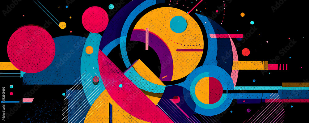 Fototapeta premium Geometric Abstract Composition with Dynamic Color Scheme