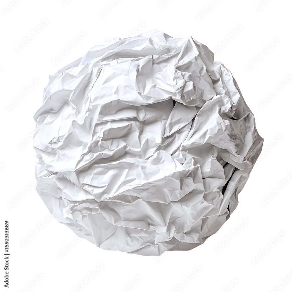 Fototapeta premium Crumpled paper ball with shadow, isolated on a white background