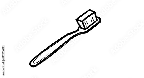 Toothbrush in chalk drawing style on transparent background  