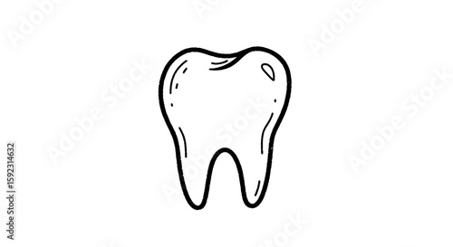 Chalk drawing of a tooth illustration on transparent background  