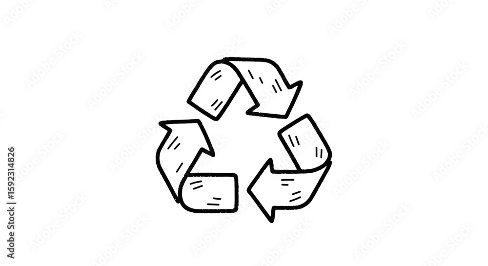 Fototapeta premium Recycle symbol in chalk drawing style on transparent background