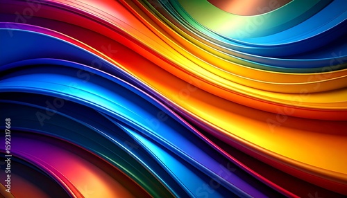 Abstract vibrant swirling ribbons of various colors