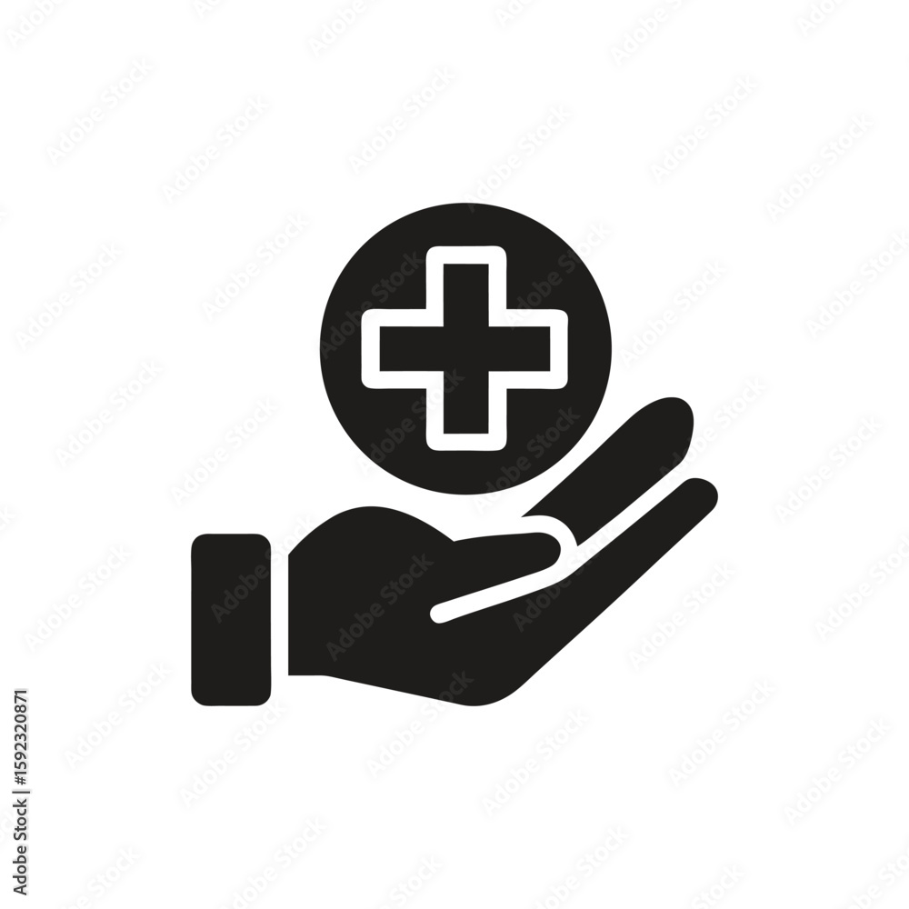 Obraz premium Hand holding a medical cross symbol representing healthcare and assistance isolated on a white background