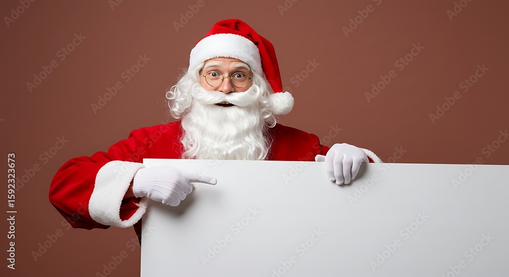 Naklejka premium Santa Claus Pointing to Blank Sign