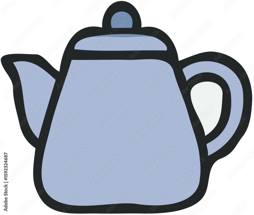 Obraz premium A simple illustration of a light blue teapot with a dark outline.