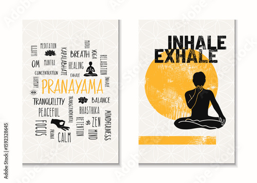 Pranayama Breathing Exercise Poster Set