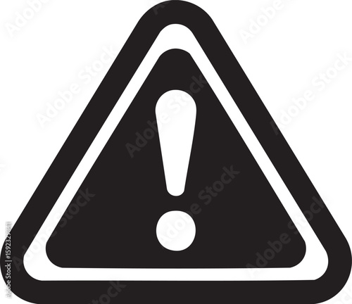 Caution Warning Sign Silhouette Icon With Exclamation Mark Inside Triangle Symbol Illustration For Alert Safety Risk Attention And Hazard

