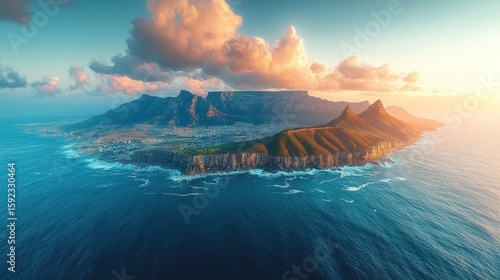 Scenic aerial view of Table Mountain