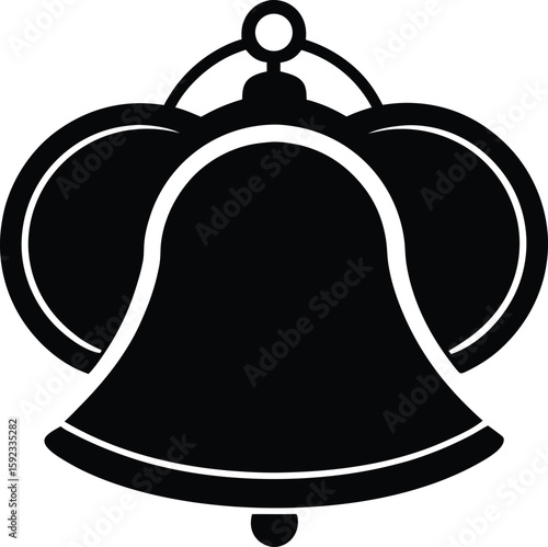 Classic double bell alarm clock silhouette isolated on transparent background a vintage timekeeping icon