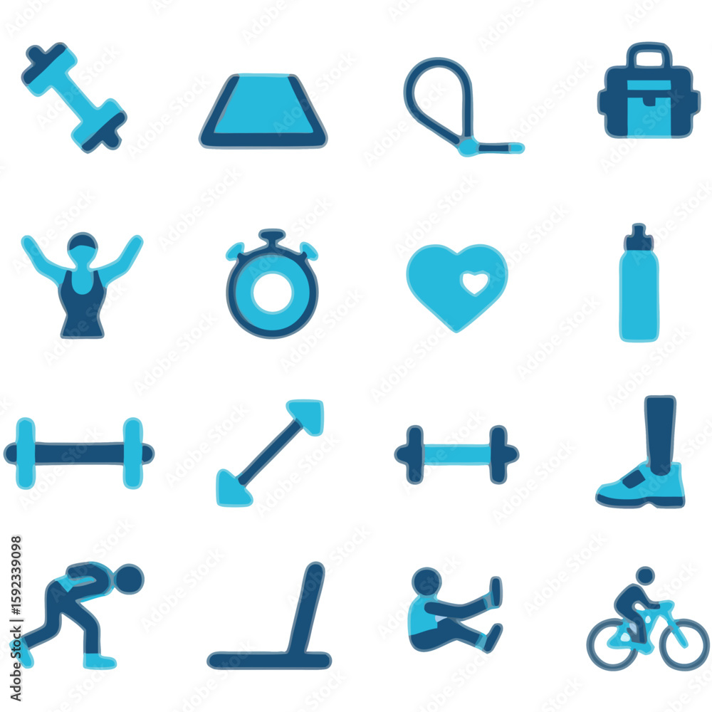 Obraz premium Minimalist Flat Vector SVG Icon Set with Geometric Shapes and Bright Colors in Modern Style for Web and App Design