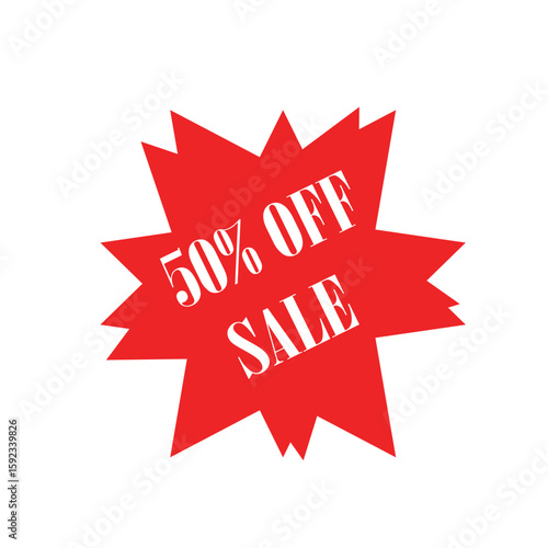 sale 50% off banner, sale label or banner with 50% off