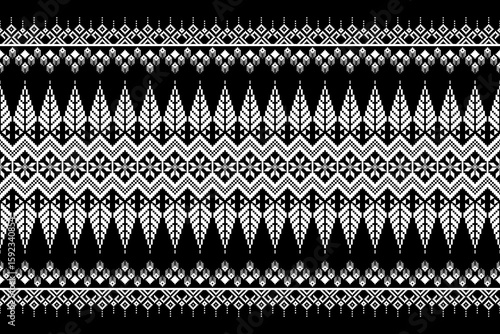 Cross stitch pattern concept showcasing traditional ethnic geometric pattern, Design for textile, background,carpet,wallpaper,clothing,wrapping,Batik,fabric,Vector illustration	
