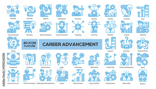 Set of career-related illustrations in tone style. Suitable for business, HR, and education materials