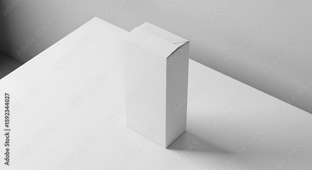 Fototapeta premium Elegant Blank White Box on White Surface. AI Generated