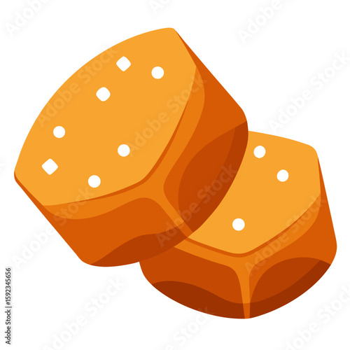 Sweet toffee food vector icon on white background.