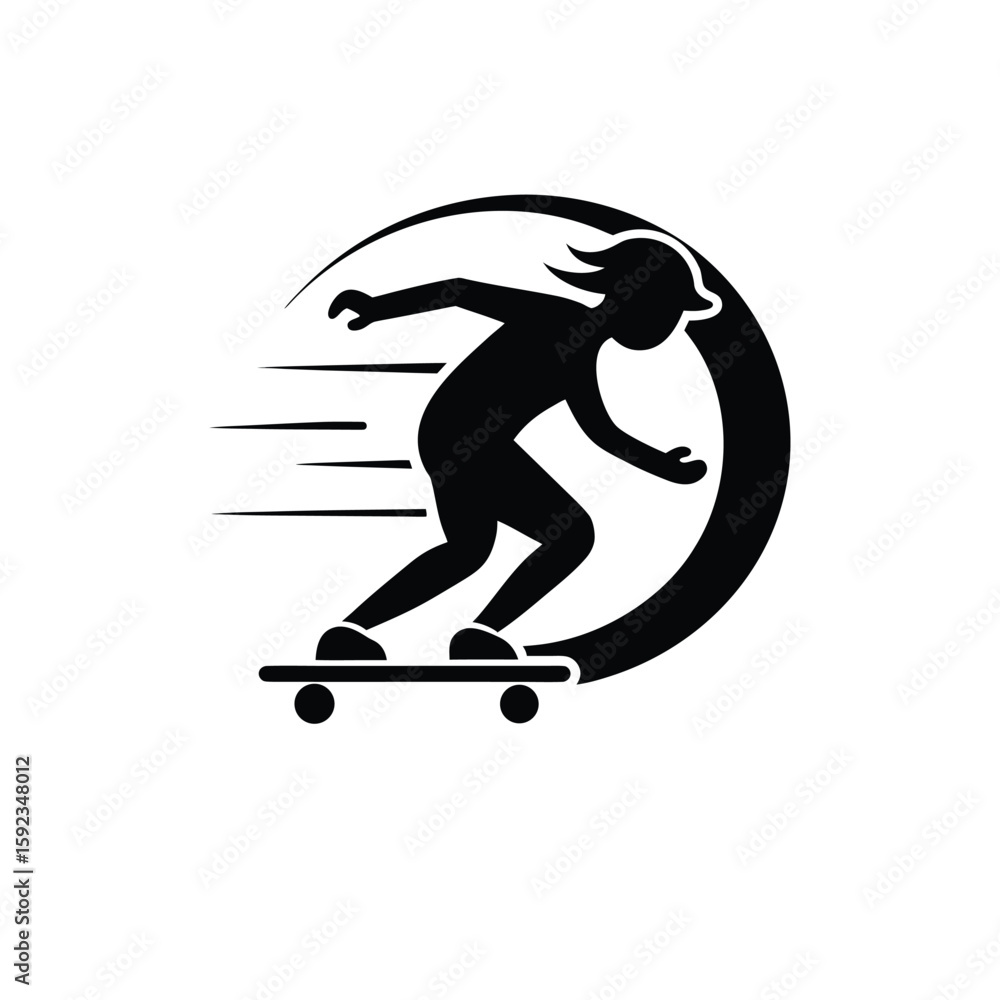 Fototapeta premium Black vector silhouette illustration of a person jumping on a skateboard
