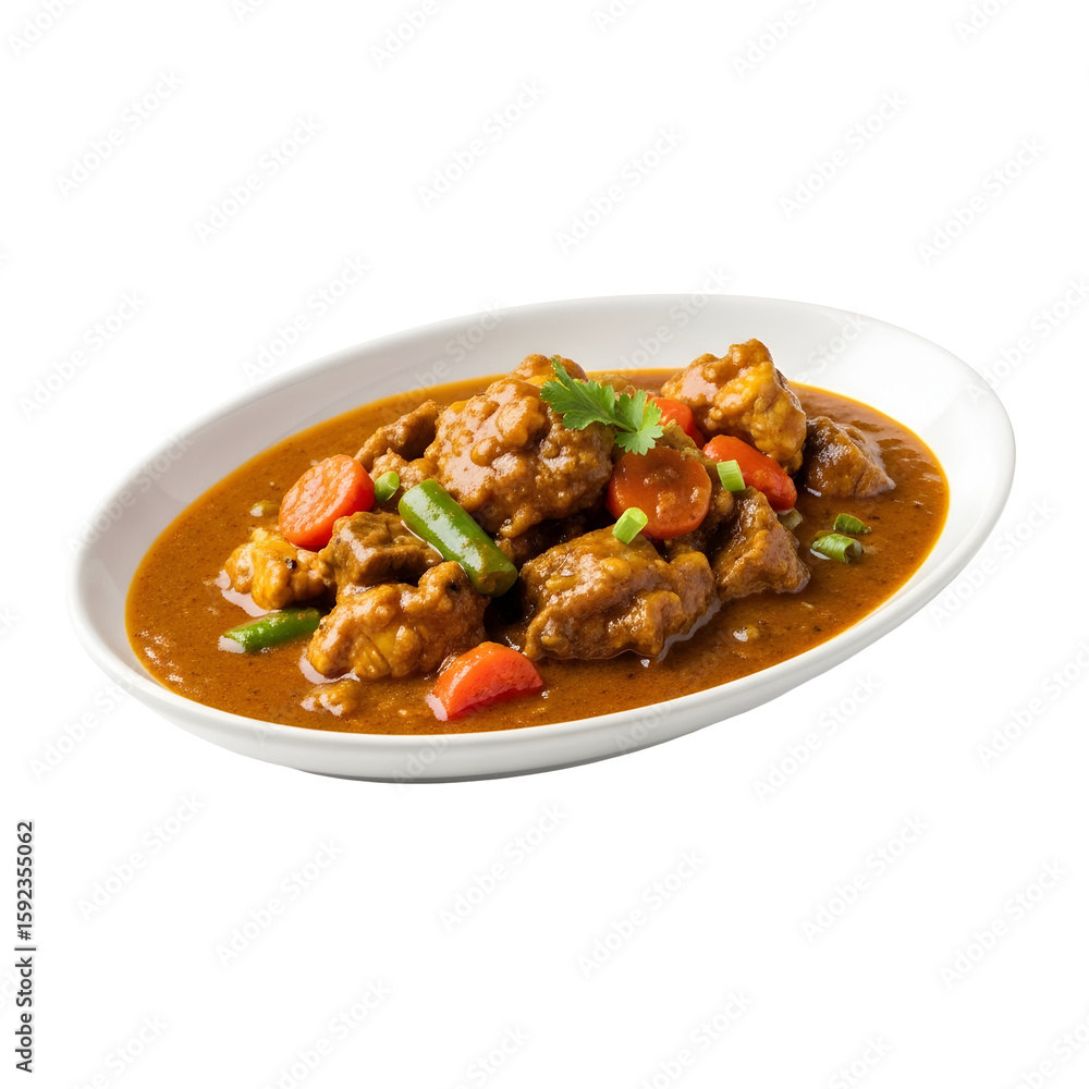 Delicious Beef Curry in a White Bowl. Delicious Beef Curry in a White Bowl.