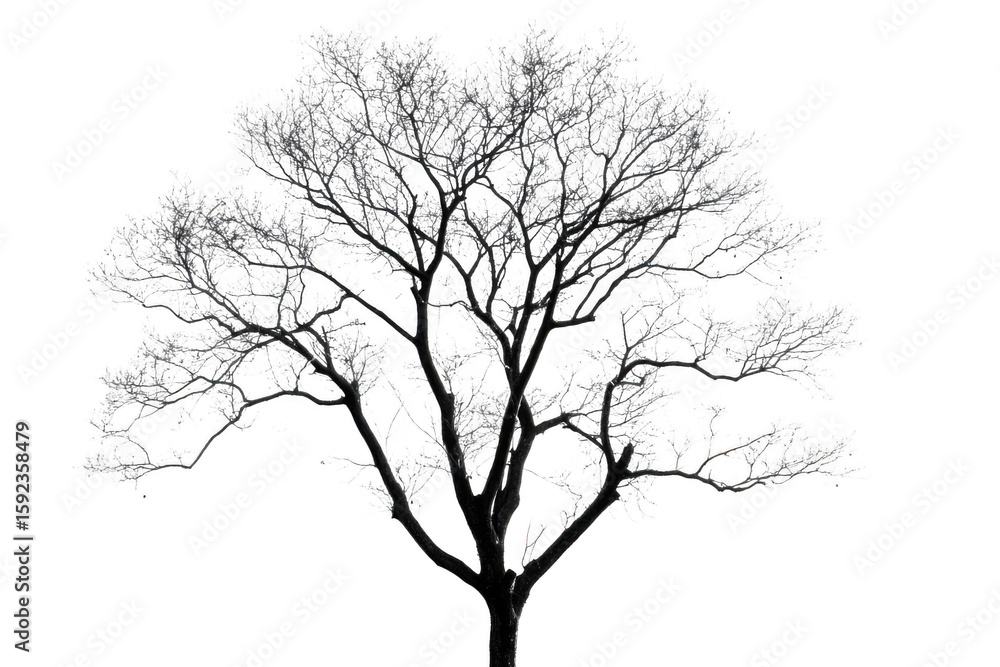 Obraz premium Tree Silhouette Stands Majestic Against a Dark Sky and a Bare Branch Theme.