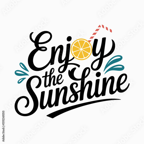 Bright enjoy the sunshine letter art with popsicles and star accents, fun for tshirt branding or vibrant holiday printable  