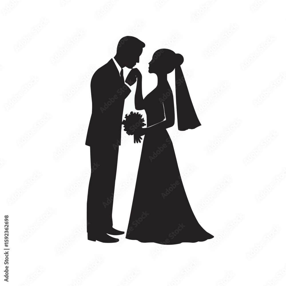custom made wallpaper toronto digitalGroom kissing bride s hand holding bouquet silhouette isolated on white background
