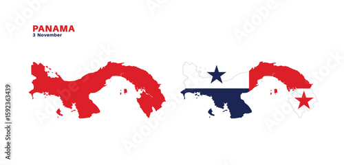 panama flag and map set. panama flag in official colors and proportions., map