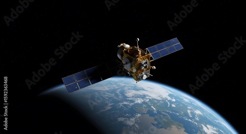 Satellite orbiting above the earth