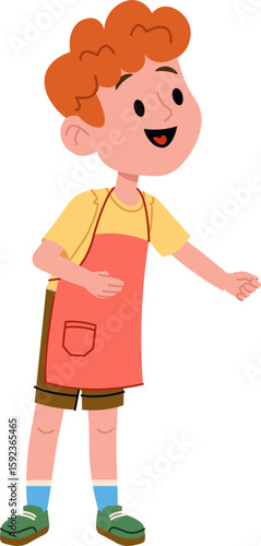 Cheerful Boy in Apron