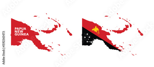 papua new guinea flag and map set. papua new guinea flag in official colors and proportions., map