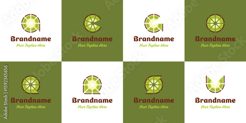 Letter A C G O Q R S U Kiwi Fruit Logo, symbolizing freshness, fun, and creativity