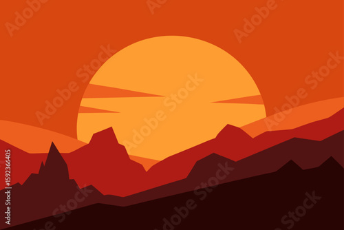 sunset on rocky highlands