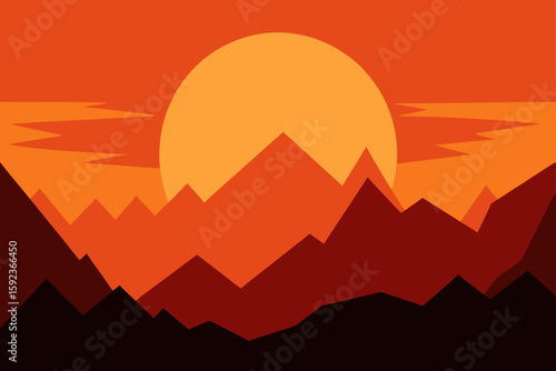 sunset on rocky highlands