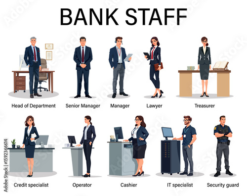 Bank Staff Professional Team Illustration