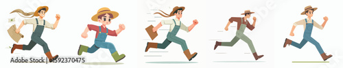 vector character of a male farmer running