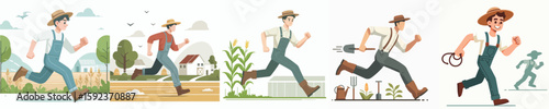 vector character of a male farmer running