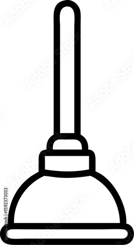 plunger outline vector icon on white or transparent background. plumbing tools. Editable and Printable sticker.