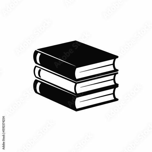 Simple stack of three black books icon