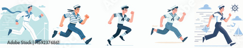 running sailor character vector