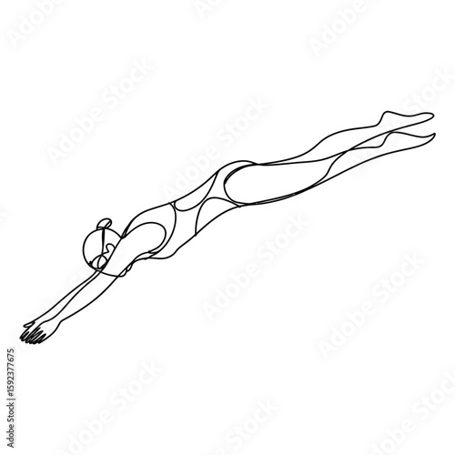 Artistic sketch of a swimmer in mid dive