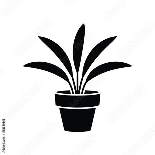 Simple silhouette of a potted houseplant