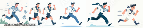 running sailor character vector