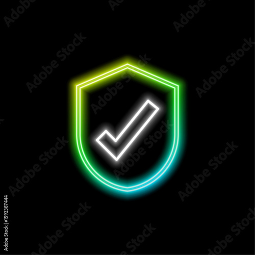 Verified vector icon set, isolated identification symbol,neon style. approval icon, check mark label and graphic elements. Social media account verification icons.