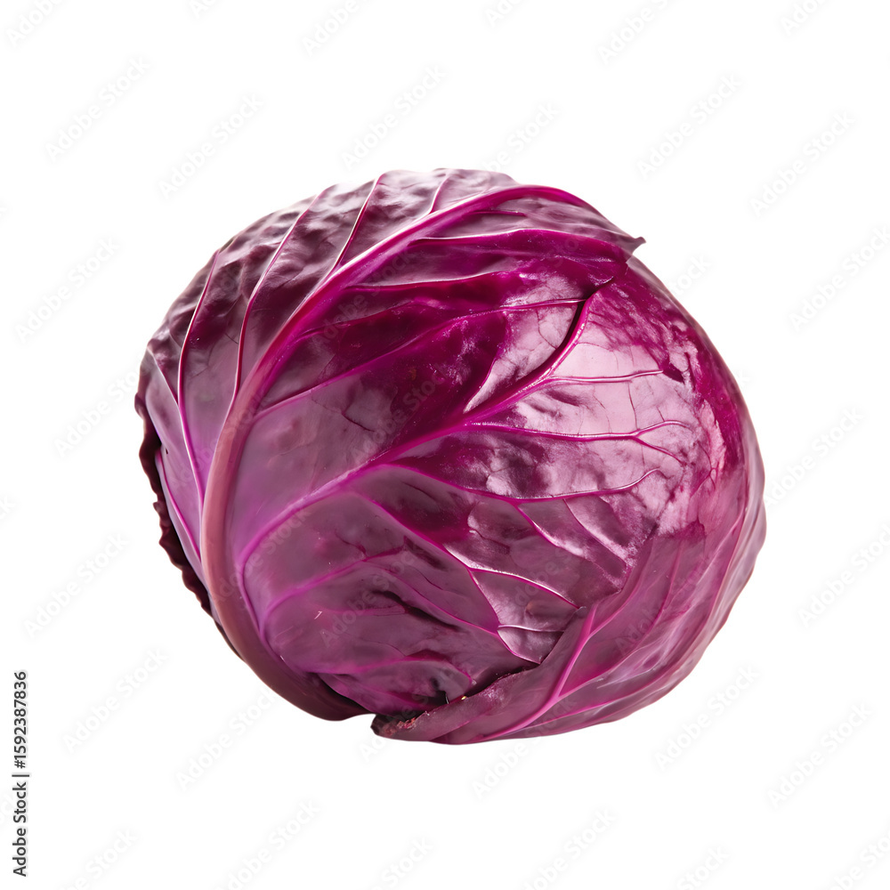 Fototapeta premium A fresh head of red cabbage also known as purple cabbage isolated on a transparent background png