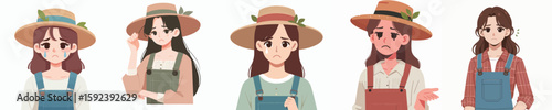 sad faced farmer character vector