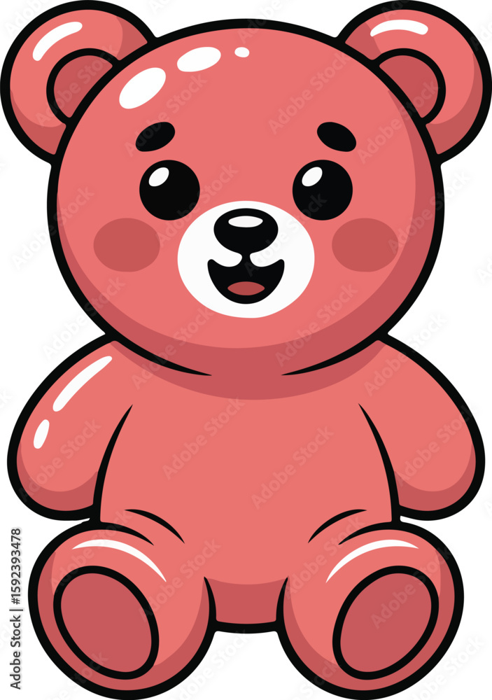 Fototapeta premium A cartoon teddy bear. Its bright pink and has a cute expression