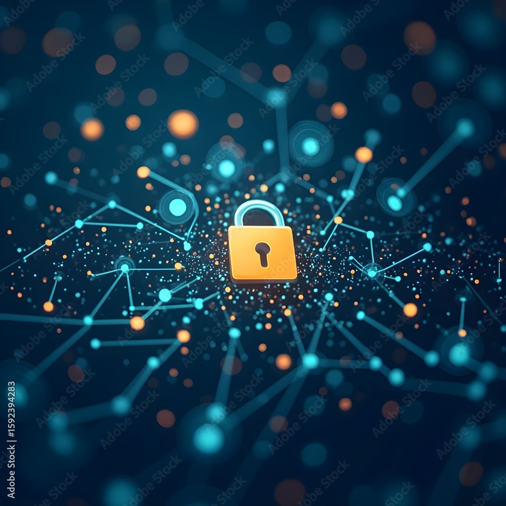 Fototapeta premium Security network data protection cyber safety digital lock technology connection secure