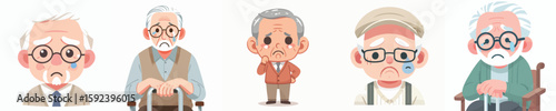 sad expression grandfather character vector